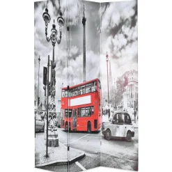 vidaXL Cloison de séparation 120 x 170 cm Bus londonien Noir et blanc