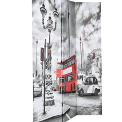 vidaXL Cloison de séparation 120 x 170 cm Bus londonien Noir et blanc