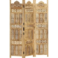 vidaXL Cloison de séparation 3 panneaux 120x165 cm Bois de manguier