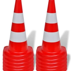 vidaXL Cône de signalisation réfléchissant 10 pcs 50 cm Rouge et blanc