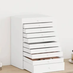 vidaXL Coffret à bijoux 10 niveaux avec porte-montres Blanc 29 x 20,5 x 40,5 cm