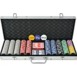 vidaXL Coffret de poker avec 500 jetons Laser Aluminium