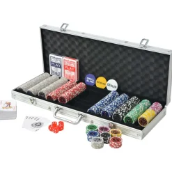 vidaXL Coffret de poker avec 500 jetons Laser Aluminium