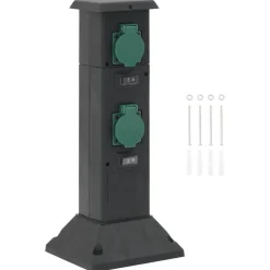 vidaXL Colonne de prise d'extérieur à 4 voies noir vert 16x16x39,5 cm