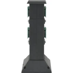vidaXL Colonne de prise d'extérieur à 4 voies noir vert 16x16x39,5 cm