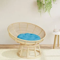 vidaXL Coussin rond bleu clair Ø 60 x11 cm tissu oxford
