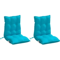 vidaXL Coussins de chaise à dossier bas lot de 2 turquoise