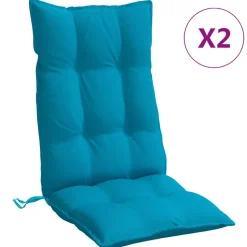 vidaXL Coussins de chaise à dossier haut lot de 2 bleu clair