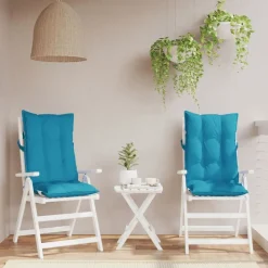 vidaXL Coussins de chaise à dossier haut lot de 2 bleu clair