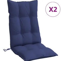 vidaXL Coussins de chaise à dossier haut lot de 2 bleu marine