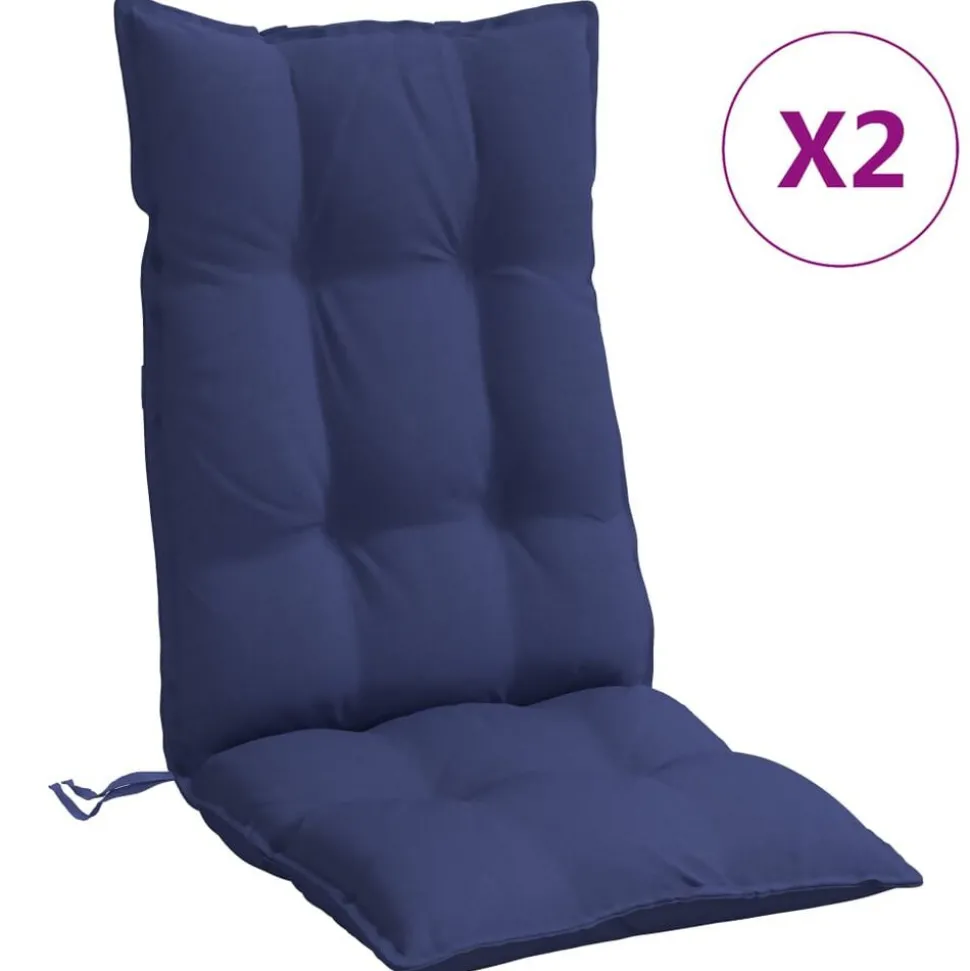 vidaXL Coussins de chaise à dossier haut lot de 2 bleu marine