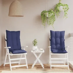 vidaXL Coussins de chaise à dossier haut lot de 2 bleu marine