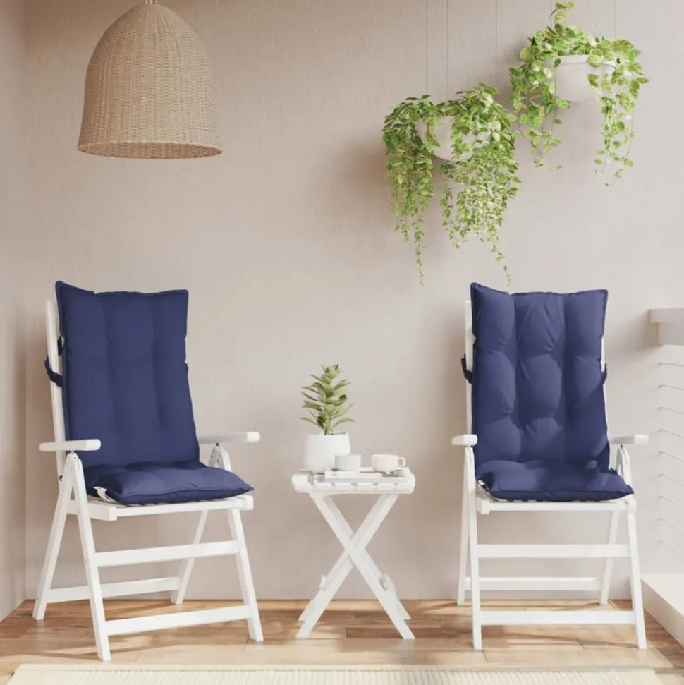 vidaXL Coussins de chaise à dossier haut lot de 2 bleu marine