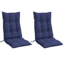 vidaXL Coussins de chaise à dossier haut lot de 2 bleu marine