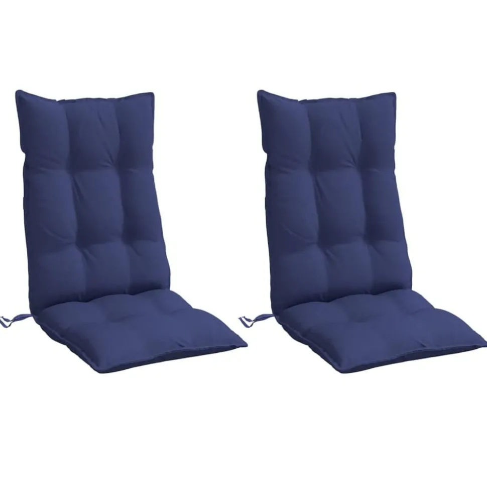 vidaXL Coussins de chaise à dossier haut lot de 2 bleu marine