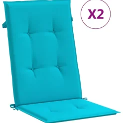 vidaXL Coussins de chaise à dossier haut lot de 2 turquoise tissu