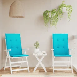 vidaXL Coussins de chaise à dossier haut lot de 2 turquoise tissu