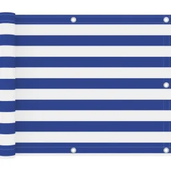 vidaXL Écran de balcon Blanc et bleu 75x300 cm Tissu Oxford