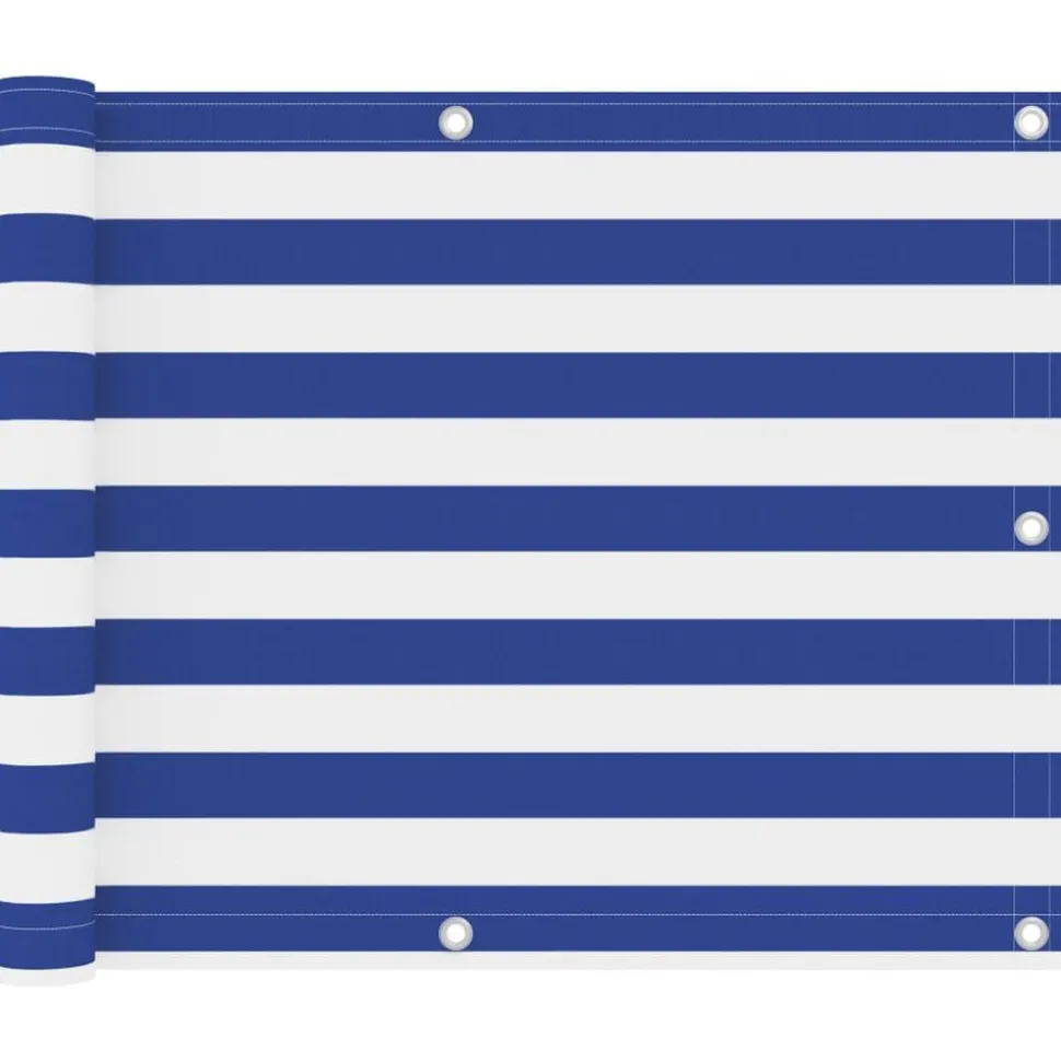 vidaXL Écran de balcon Blanc et bleu 75x300 cm Tissu Oxford