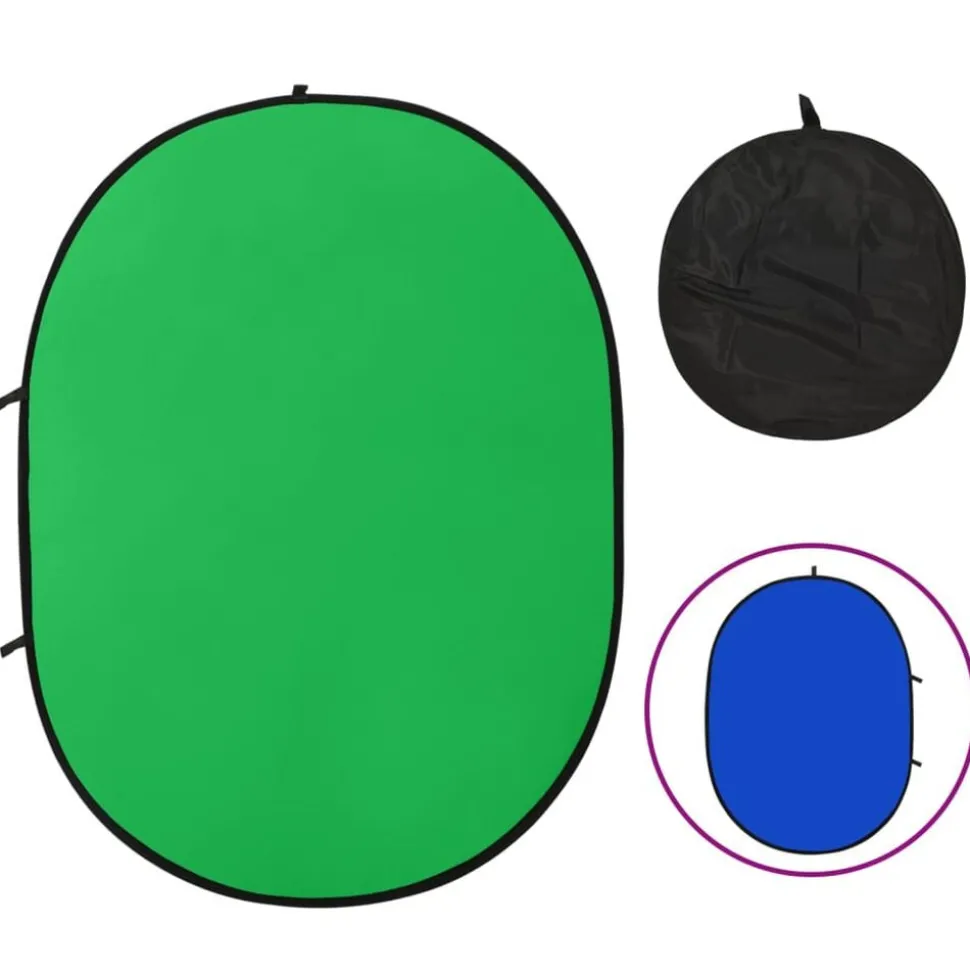 vidaXL Écran de fond de studio ovale 2 en 1 Vert et bleu 200x150 cm