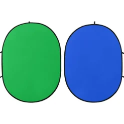 vidaXL Écran de fond de studio ovale 2 en 1 Vert et bleu 200x150 cm