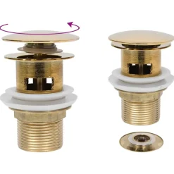 vidaXL Drain à poussoir avec débordement Doré 6,4x6,4x9,1 cm