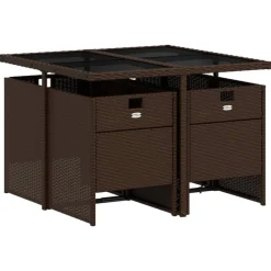 vidaXL Ensemble à manger de jardin 5 pcs et coussins marron poly rotin