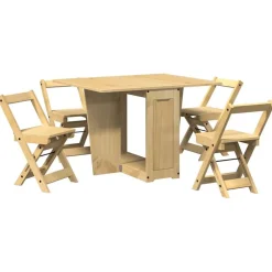 vidaXL Ensemble à manger papillon 5 pcs Corona pliable cire marron pin
