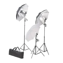 vidaXL Ensemble d'éclairage de studio: Trépieds et parapluies 24 watts