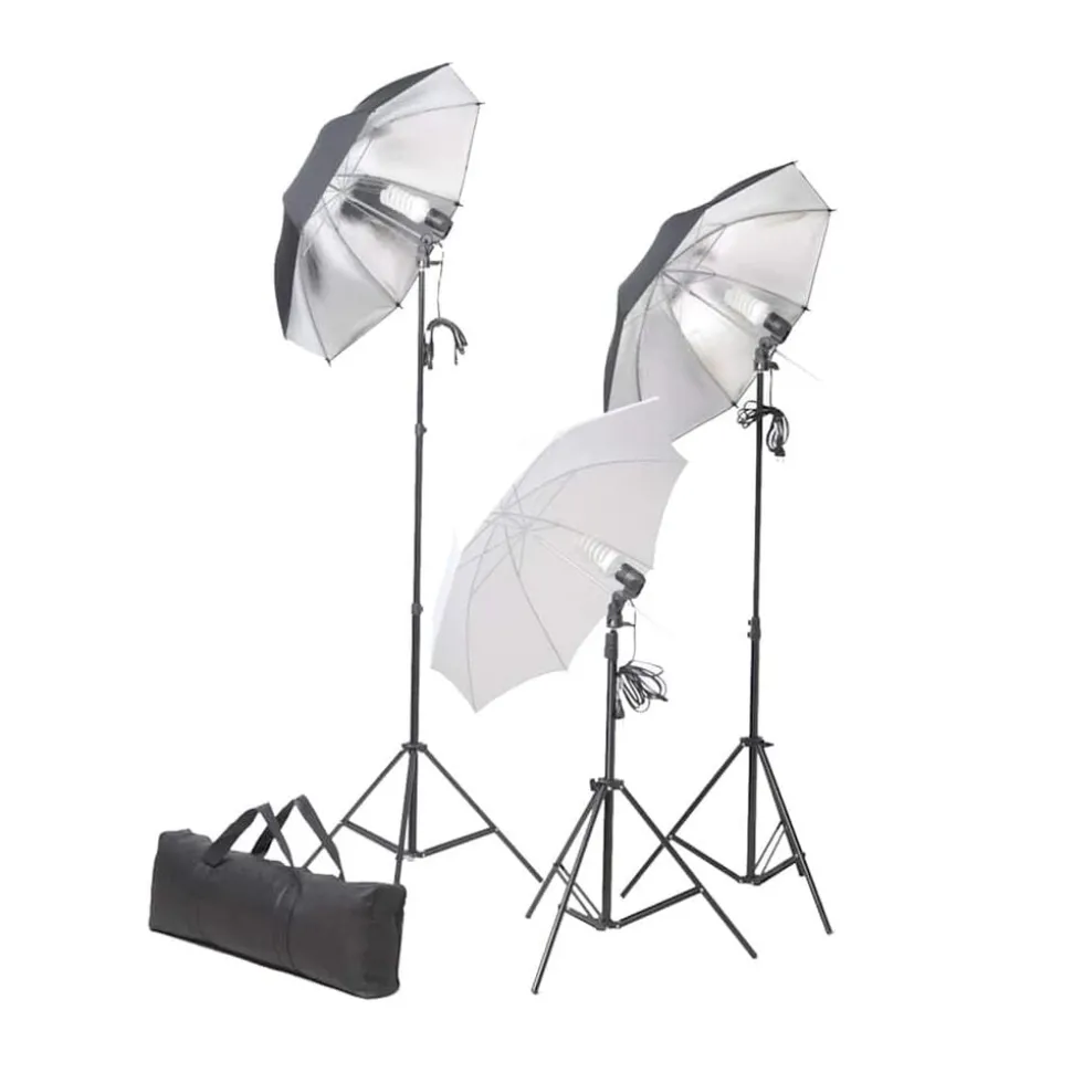 vidaXL Ensemble d'éclairage de studio: Trépieds et parapluies 24 watts