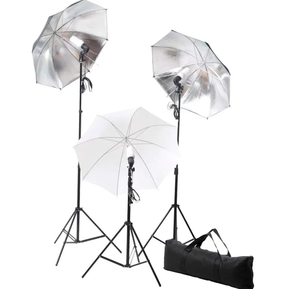 vidaXL Ensemble d'éclairage de studio: Trépieds et parapluies 24 watts