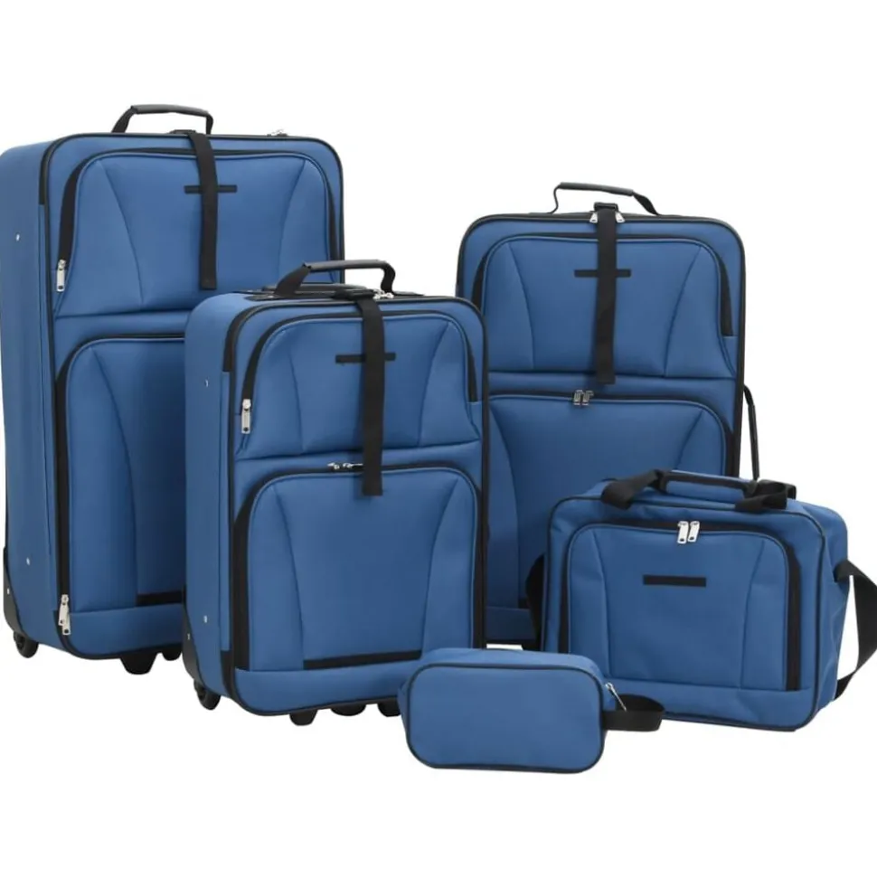 vidaXL Ensemble de bagages de voyage bleu tissu