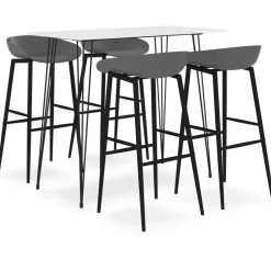 vidaXL Ensemble de bar 5 pcs Blanc et gris