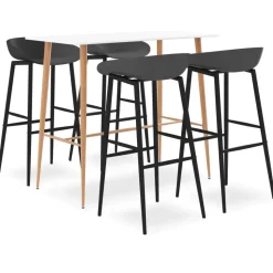 vidaXL Ensemble de bar 5 pcs Blanc et gris