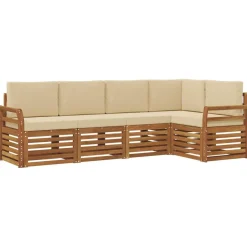 vidaXL Ensemble de canapé d'angle avec coussin 5 pcs Naturel et Beige
