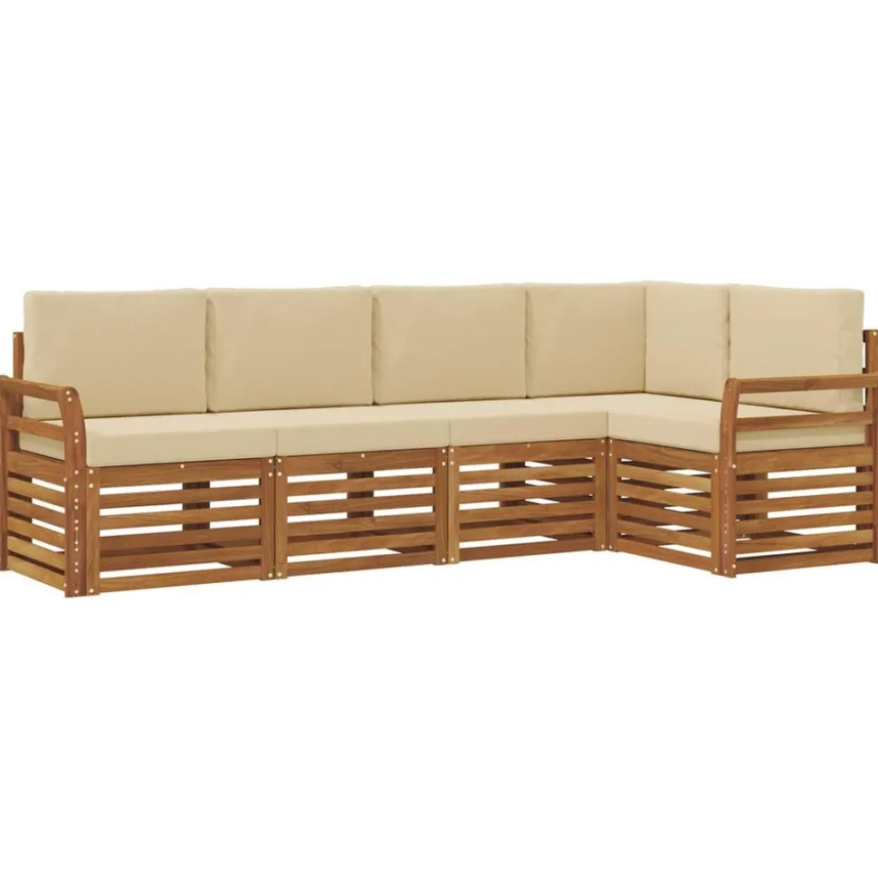 vidaXL Ensemble de canapé d'angle avec coussin 5 pcs Naturel et Beige