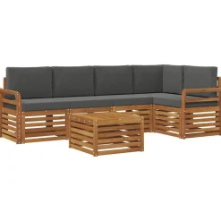 vidaXL Ensemble de canapé d'angle 6 pcs Naturel et Anthracite