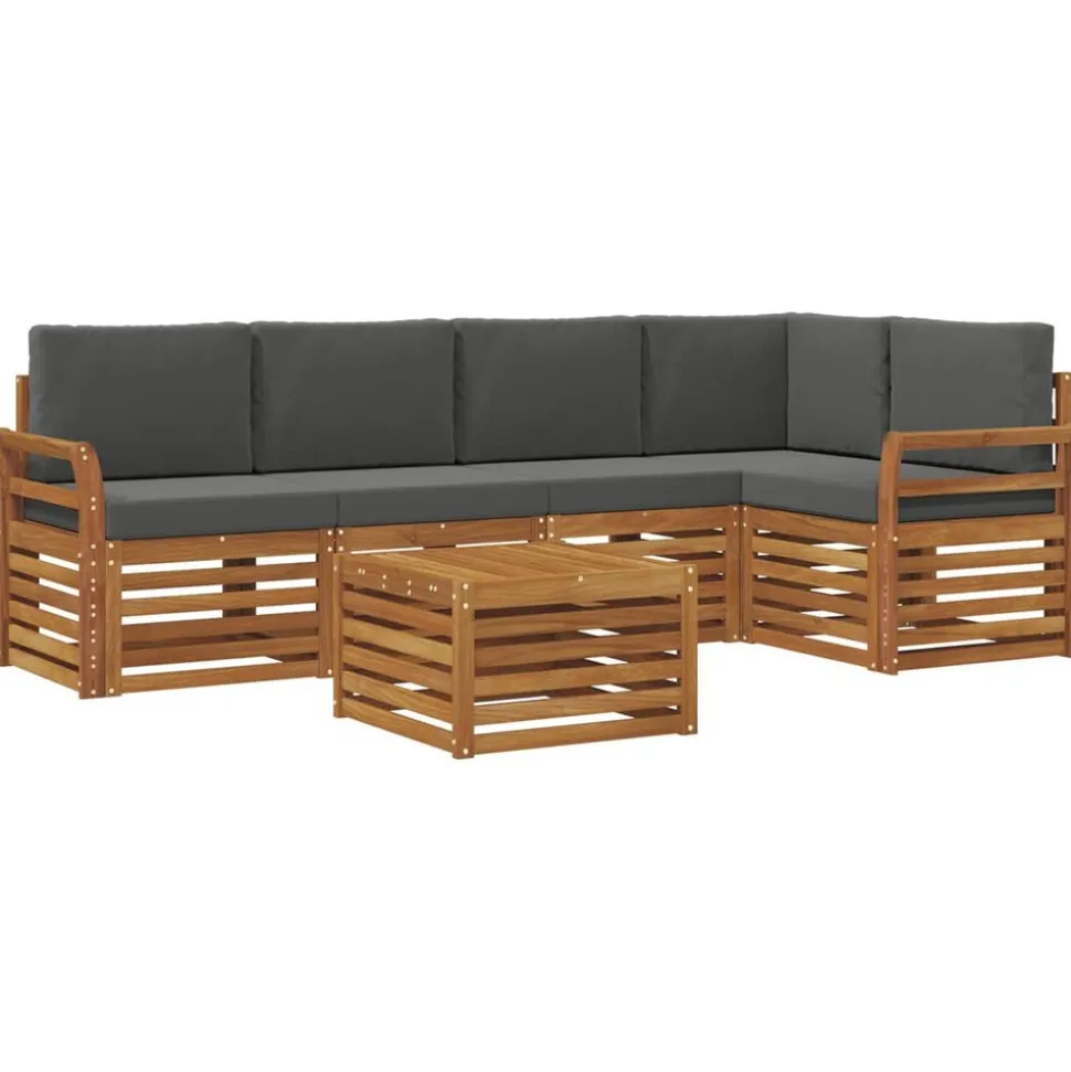 vidaXL Ensemble de canapé d'angle 6 pcs Naturel et Anthracite