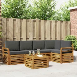 vidaXL Ensemble de canapé d'angle 6 pcs Naturel et Anthracite