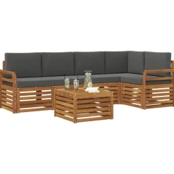 vidaXL Ensemble de canapé d'angle 6 pcs Naturel et Anthracite
