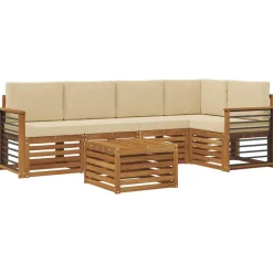 vidaXL Ensemble de canapé d'angle avec coussin 6 pcs Naturel et Beige