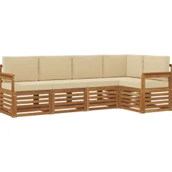 vidaXL Ensemble de canapé d'angle avec coussin 5 pcs Naturel et Beige