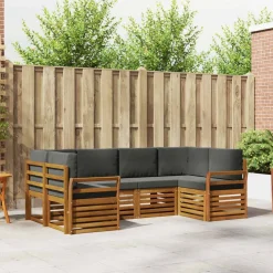 vidaXL Ensemble de canapé d'angle 6 pcs Naturel et Anthracite