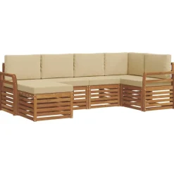 vidaXL Ensemble de canapé d'angle avec coussin 6 pcs Naturel et Beige
