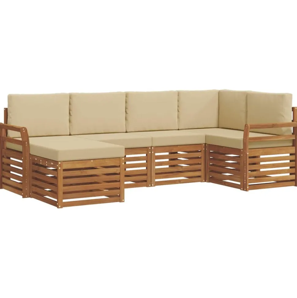 vidaXL Ensemble de canapé d'angle avec coussin 6 pcs Naturel et Beige