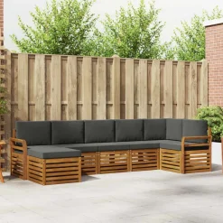vidaXL Ensemble de canapé d'angle 7 pcs Naturel et Anthracite