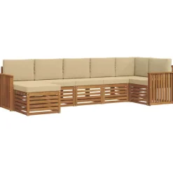 vidaXL Ensemble de canapé d'angle avec coussin 7 pcs Naturel et Beige