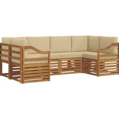 vidaXL Ensemble de canapé d'angle 6 pcs Naturel Bois d'Acacia Massif