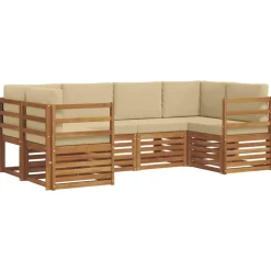 vidaXL Ensemble de canapé d'angle 6 pcs Naturel Bois d'Acacia Massif