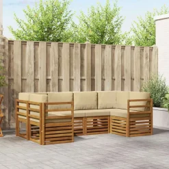 vidaXL Ensemble de canapé d'angle 6 pcs Naturel Bois d'Acacia Massif
